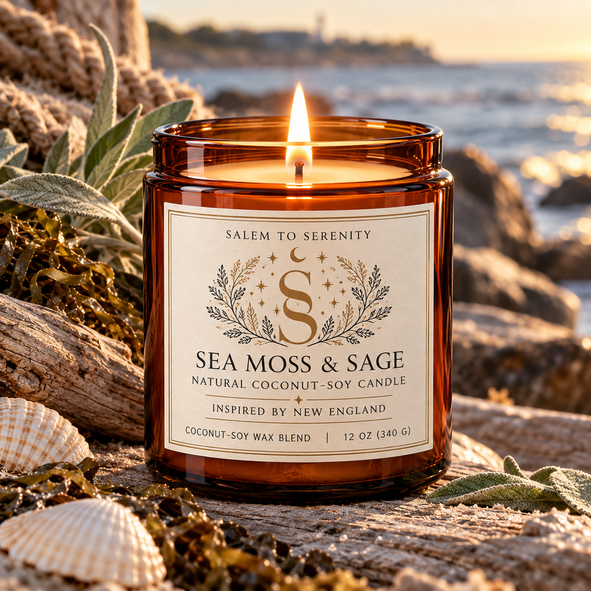 Sea Moss & Sage — 12 oz Coconut Soy Candle