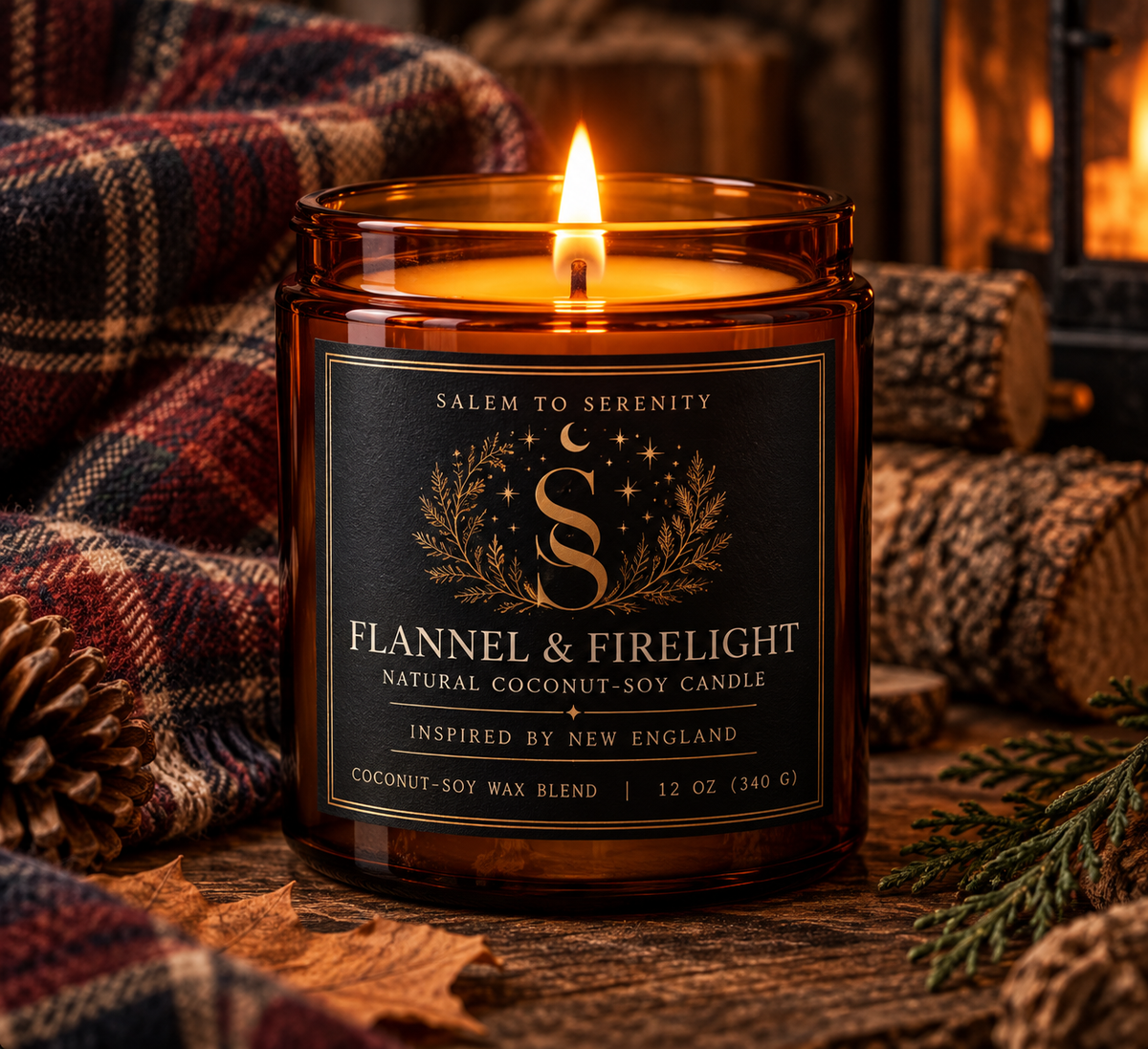 Flannel & Firelight — 12 oz Coconut Soy Candle